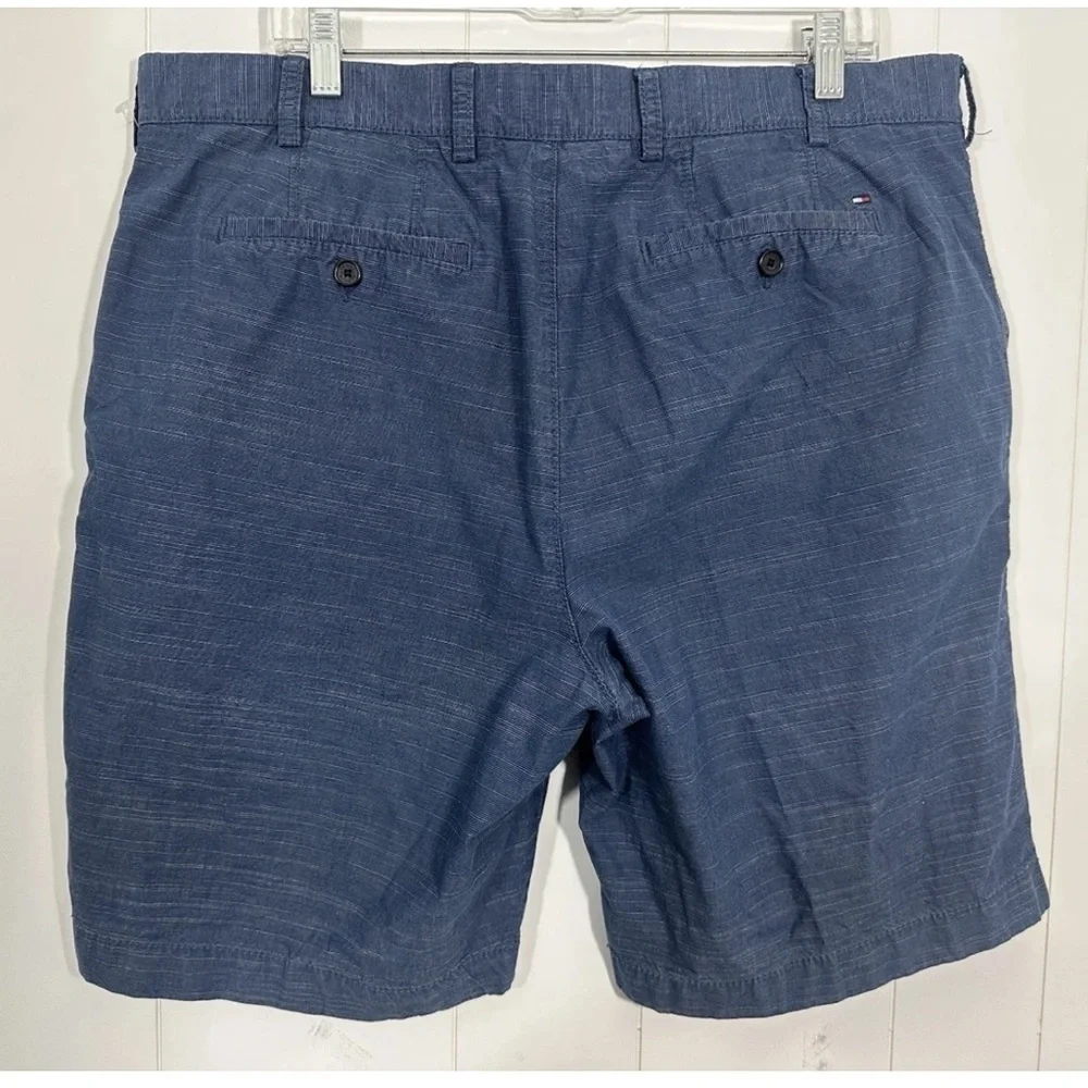 Tommy Hilfiger Men's Trouser Flat Front Size 38 Blue Striped Bermuda Shorts